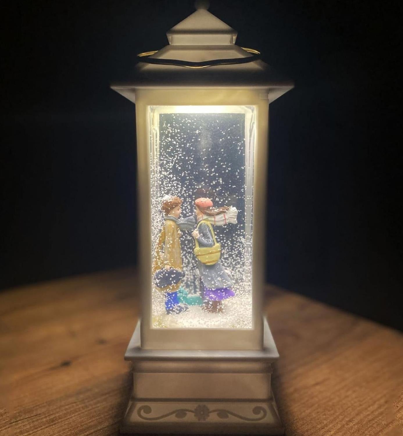 Snow Globe With Lantern Shaped Lights And Music Home Decor
